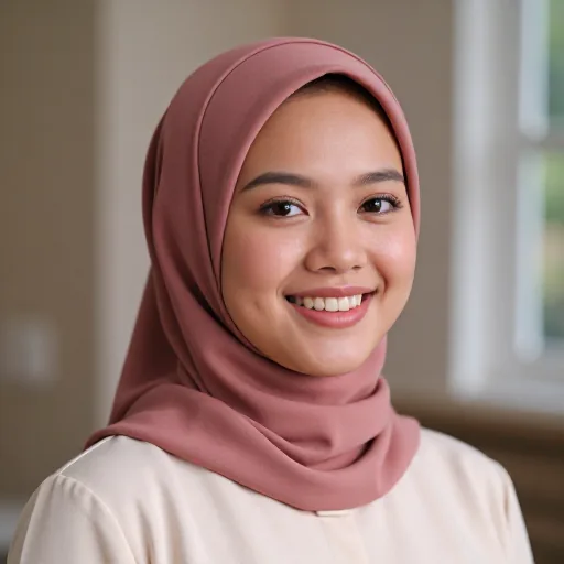 Potret Aisyah, perempuan Indonesia berhijab dusty rose dengan senyum cerah